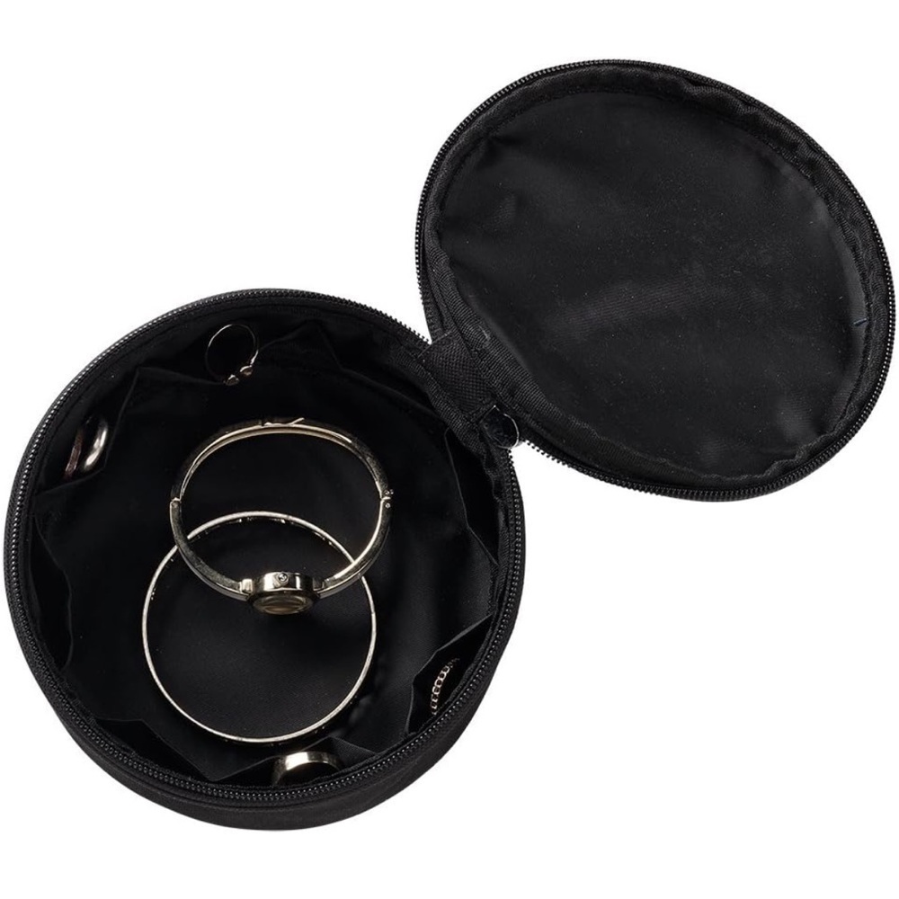 Viv & Lou 6 inch Round Fashion Jewelry Case Travel‎ Black